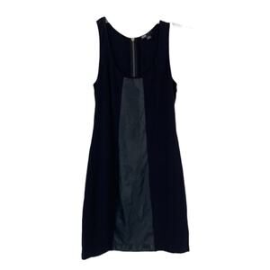 BDB David Bitton Black Sleeveless Dress Faux Leather Detail Sz M